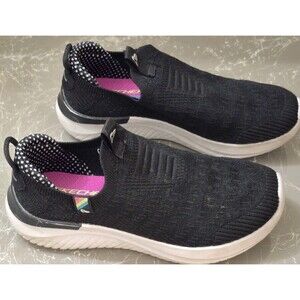 Skechers Girls Ultra Flex 3.0 Happy Bright Sneaker Black Slip On,Size 1.5